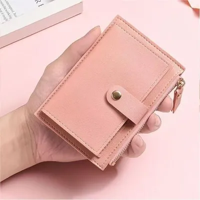 Imagen del producto de Monedero pequeño para mujer con compartimento para monedas y cierre de botón a presión – cartera pequeña de formato compacto
