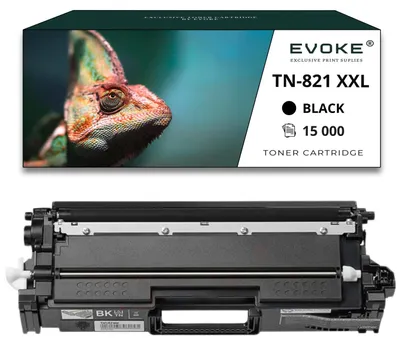 Produktbild von Evoke Tonerpatrone Schwarz Brother TN-821XXL (TN821XXLBK) XXL, 15.000 Seiten, kompatibel mit MFC-L9630CDN, HL-L9470CDN, HL-L9670CDN