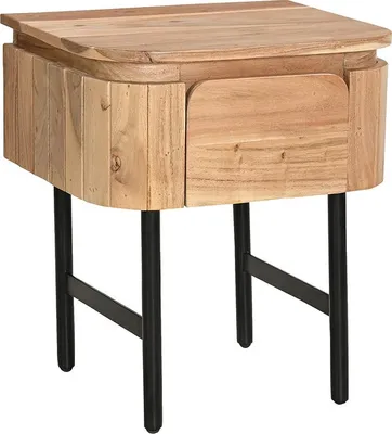 Produktbild von Miliboo - Nachttisch aus Massivholz und schwarzem Metall mit Schublade NAPOLI