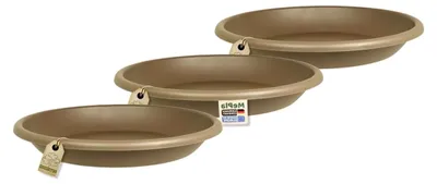 Produktbild von 3 Stück Untersetzer für Blumentopf Cilindro - runder Kunststoff-Unterteller - wetterfestes - UV-beständig - Untersetzer - Ø 39 cm (Innen: ø 28,5 cm) - Taupe