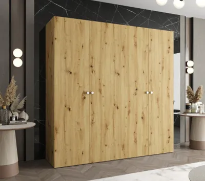 Obrázek produktu pro Elegantní šatní skříň CAITIR 1 200 cm - dub artisan / stříbrné úchyty