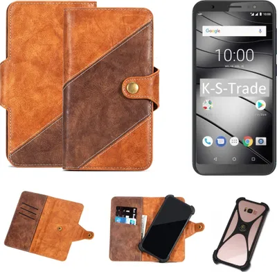 Produktbild von K-S-Trade Handy-Hülle Schutz-Hülle Bookstyle Case Wallet-Case kompatibel mit Gigaset GS185 Handy Cover Bumper Kantenschutz Smartphone dunkelbraun