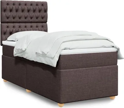 Produktbild von Langlebige Boxspringbett mit Matratze Dunkelbraun 90x190 cm Stoff Gästebett mit Lattenrost Möbel2802372