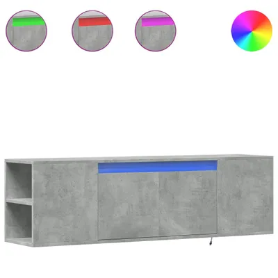 Image de vidaXL Armoire TV murale avec éclairage LED gris béton 135x31x39,5 cm