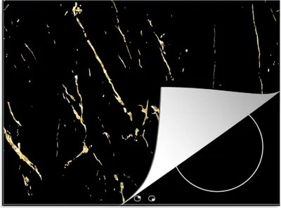 Produktbild von KitchenYeah© Herdabdeckplatte Marmor - Schwarz - Gold - Luxus , 70x52cm, Küche Deko, Glaskeramikkochfeld Herdabdeckung, Abdeckplatte fùr Kochfeld