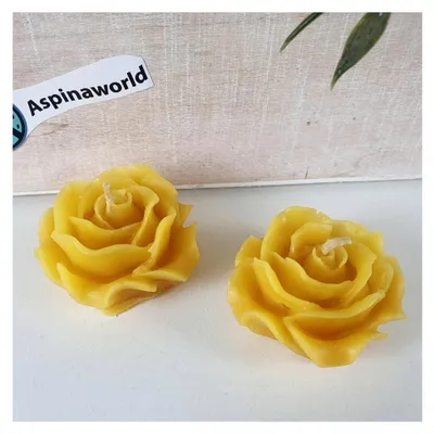 Produktbild von Bienenwachskerze Rosenkerze 2er Set 1,5 cm – handgegossene Blumenkerzen aus 100 % Bienenwachs