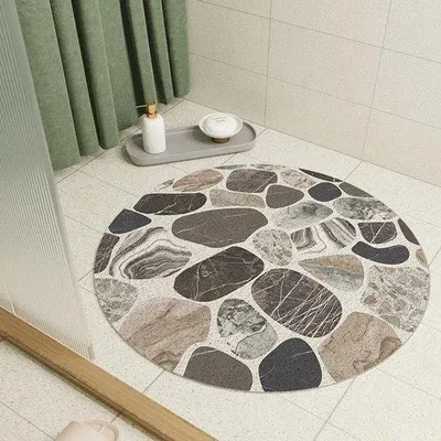 Produktbild von Famanu Duschmatte Rund Antirutsch mit Drainage - Antibakterielle Badmatte für Dusche