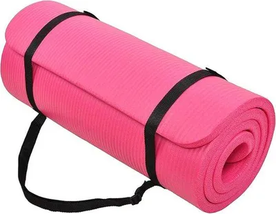 Immagine prodotto di Tappetino da yoga sottile da 1 pollice, rosa, ad alta densità, antiscivolo, con tracolla
