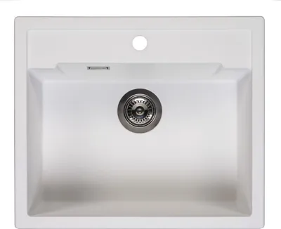 Produktbild von Reginox R31032 Regi Granit Spüle Amsterdam 54 TAPWING Pure White ab 60 cm Schrankbreite / Auflagespüle mit Armaturenbank / Einbauspüle