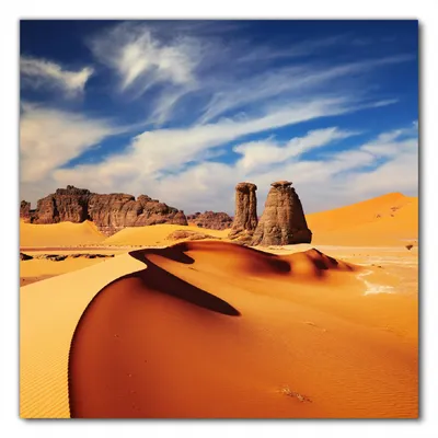 Produktbild von Wallario selbstklebende Möbelfolie/ Tischdecke für Innen und Außen, Größe: 100 x 100 cm - Felsen und Sand in der Sahara Wüste