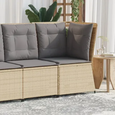 Produktbild von ZMH Garten-Ecksofa mit Kissen Beige Poly Rattan