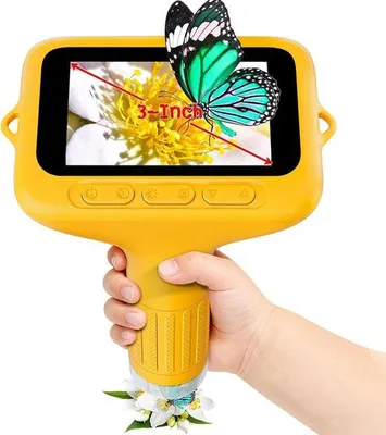 Produktbild von Kindermikroskop - 3-Zoll IPS-Bildschirm - 1000-fach Zoom - Gelb - Kinderwissenschaft - Entdecken - Lernspiele - 3-4 Jahre