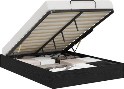 Productafbeelding van Ottoman Bedframe met opslag Zwarte Eik 193 x 120 x 25 cm