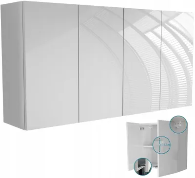 Zdjęcie produktu dla wisząca szafka łazienkowa do łazienki 120x60 (2x60) biały mat + połysk