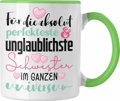Produktbild von Trendation - Beste Schwester Geschenk Tasse Spruch zum Geburtstag Weihnachten Geschenkidee von Bruder für Schwester (Grün)