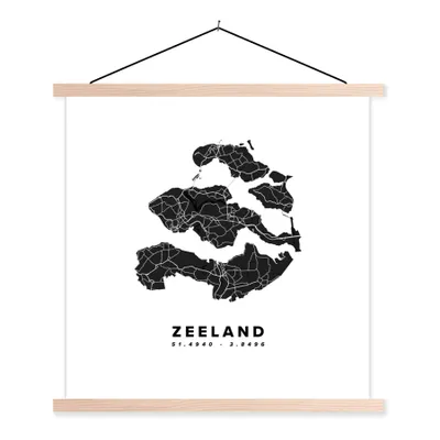 Obrázek produktu pro MuchoWow® Textilní plakát - Zeeland - Nizozemsko - Mapa - 90x90cm - S hnědými lamelami