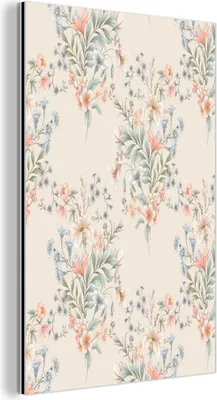 Obrázok produktu pre Nástenná dekorácia Kovový kovový obraz Wall Art 60x90cm Kvety - ružová - listy Muchowow Hliníkové obrazy