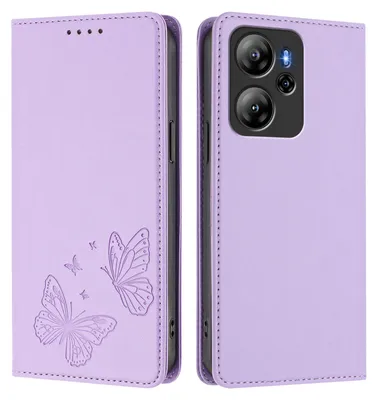 Image de Étui en cuir pour Oscal Tiger 13, motif papillon, étui à rabat avec support, violet clair