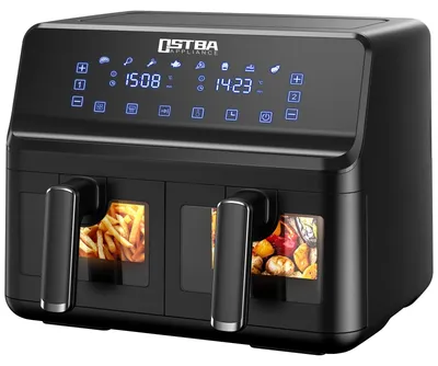 Heißluftfritteuse 8L, 1700W, Doppelkorb, Touchscreen, 360°-Technologie