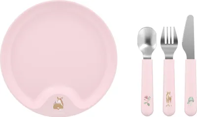 Produktbild von Mepal - Kinderteller + Besteck Mio - Kinder-freundlicher Teller - Kinderbesteck ab 12 Monate - Kinder Geschirr - Spülmaschinengeeignet und BPA-frei - Fairy Garden