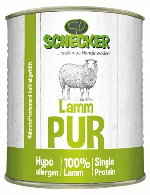 Produktbild von 6 x 820 g - Schecker Nassfutter -100% Lamm pur - getreidefrei - glutenfrei - hypoallergen