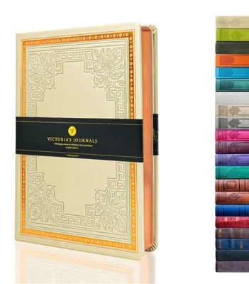 Productafbeelding van Notitieboekje van kunstleer, A5, met lijntjes, harde kaft, vintage champagnekleur, 14,5 x 20,6 cm, 320 pagina's