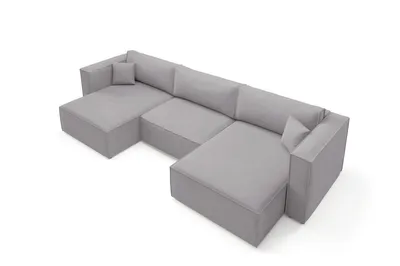 Produktbild von Furnisell U Form Sofa Velour Ecksofa Bettkasten Schlaffunktion "KEYMON U", Cremig