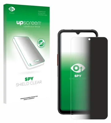 A product package for a screen protector is shown next to a smartphone with the screen protector applied.