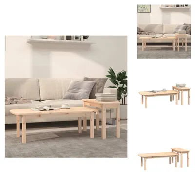 Imagen del producto de vidaXL Juego de 2 mesas auxiliares de madera maciza de pino