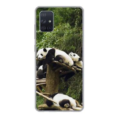 Produktbild von MuchoWow® Handyhülle Schutzhülle Hülle für Samsung Galaxy A71 Pandas - Holz - Treppe Silikon Softcase Handy Hülle - Kartenbesitzer