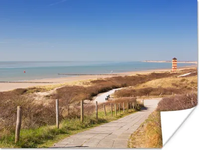 Produktbild von MuchoWow® Poster Strand - Meer - Leuchtturm - Niederlande 160x120 cm - Foto Plakat