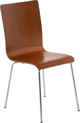 Produktbild von DELUKE® Besucherstuhl PEPE - 87x43x47cm, Braun | Holz | Metall in Chromoptik Gestell | Konferenzstuhl Wartezimmerstuhl
