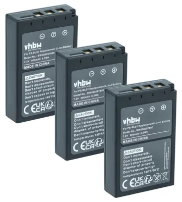 Produktbild von vhbw 3x Akku kompatibel mit Olympus OM-D E-M10 Mark IV Kamera (900 mAh, 7,2 V, Li-Ion)