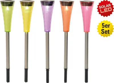 Produktbild von Näve LED Solar-Erdspieß 5er Set - Edelstahl, Kunststoff - rot, violett, orange; 4180761