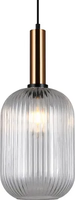 Image de Suspension Antiola noir et laiton, 1xE27x40W, verre, dimensions : 125x20x20 cm, IP20, Italux