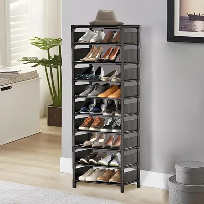 Produktbild von 10-lagiges vertikales Schuhregal - Raumsparende Schuhorganizer für 20-25 Paar - Stapelbar und freistehend