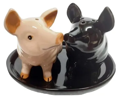 Salz- und Pfefferstreuer-Set aus Keramik, Schwein, 3-teilig