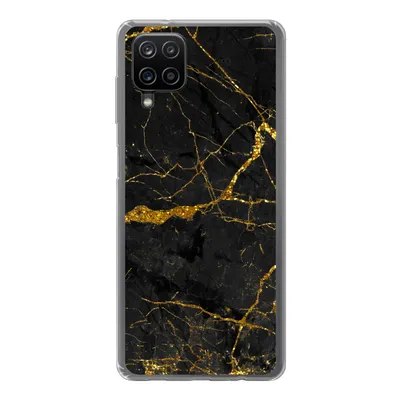 Produktbild von MuchoWow® Handyhülle Schutzhülle Hülle für Samsung Galaxy A12 Marmor - Gold - Schwarz - Marmoroptik - Luxus - Glitzer Silikon Softcase Handy Hülle - Bild