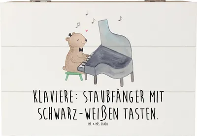 Produktbild von Mr. & Mrs. Panda Box Klavier Staubfänger 22 x 15 cm - Weiß - Geschenk, erinnerungsbox holz, Konzert, Musical, Instrument, geschenkkiste, Tasteninstrument, Lernen, Musik