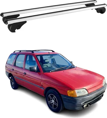 Image de Barres de toit Transversales pour Ford Escort 1991-1999 Aluminium Argent
