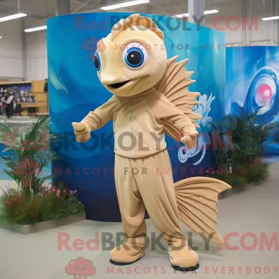 Produktbild von Beiges REDBROKOLY Betta-Fisch-Maskottchen-Kostüm mit Langarm-T-Shirt und Krawatte
