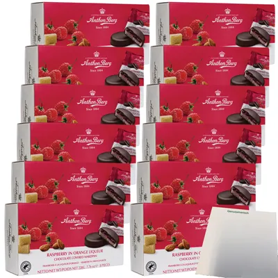 Produktbild von A.Berg Schokolade Himbeere in Orangenlikör VPE (12x220g Packung) + usy Block