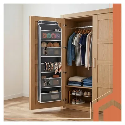 Obrázek produktu pro Ruhhy 27606 Závěsný organizér na dveře, 5 polic, 142 x 40 x 17 cm, šedý
