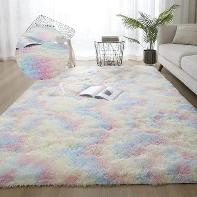 Obrázok produktu pre Koberec s vysokým vlasom, 160 x 240 cm, biela farba, umývateľný, vhodný do obývačky alebo spálne