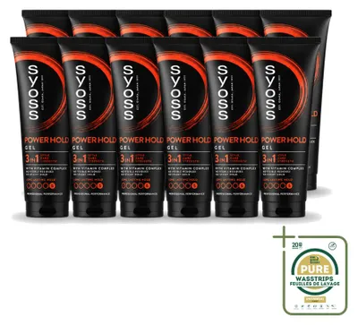 Obrázek produktu pro 12 kusů gely na vlasy Syoss Power Hold – extra silná fixace – 250 ml – balení
