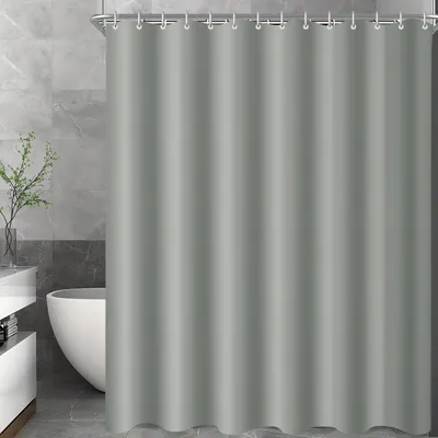 Zdjęcie produktu dla Zasłona prysznicowa 300x180 cm, szara, wykonana z materiału, wodoodporna, antygrzybowa, można prać, z 16 oczkami