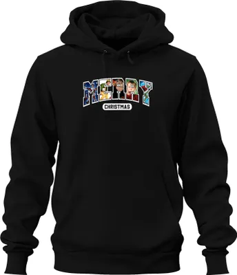 Produktbild von Merry Christmas Weihnachtsfilm Home Alone Elf Grinch Retro Uni Hoodie Kapuzenpullover, Schwarz, M