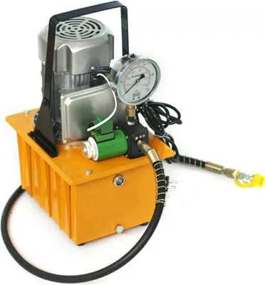A product shot of an electric hydraulic pump.