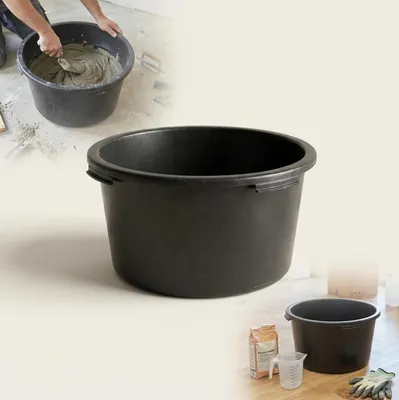 Produktbild von Runder Baukübel 40 l, schwarz – Behälter für Mörtel, Beton, Kleber und Farbe
