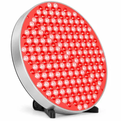 Produktbild von Rotlichttherapie Gerät 50 W, 660 nm Rotlicht und 850 nm Nahinfrarot, dimmbares LED-Rundpanel mit Tischständer